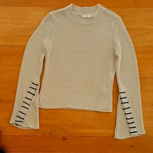 CLOTH  Cotton Blend Long Bell Sleeve Whipstitch Sweater NEW